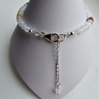 925 Sterling Silver Selenite & Colorful Gemstones Bracelet with extender chain