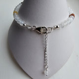 925 Sterling Silver Selenite & Colorful Gemstones Bracelet with extender chain