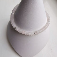 925 Sterling Silver & Rose Quartz Rondelle Bracelet with Extender Chain 7"