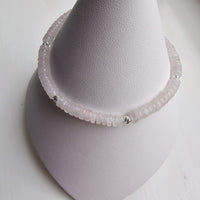 925 Sterling Silver & Rose Quartz Rondelle Bracelet with Extender Chain 7"