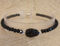 Swarovski Scarabeum Black Spinel Gemstone Sterling Silver 6.5" Bracelet