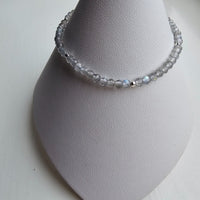 925 Sterling Silver & Fine Labradorite Beads Bracelet with Extender Chain 7.5"