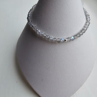 925 Sterling Silver & Fine Labradorite Beads Bracelet with Extender Chain 7.5"