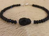 Swarovski Scarabeum Black Spinel Gemstone Sterling Silver 6.5" Bracelet