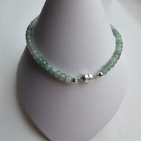925 Sterling Silver & Green Aventurine Bracelet with Magnetic Clasp 7.5"
