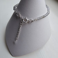 925 Sterling Silver & Fine Labradorite Beads Bracelet with Extender Chain 7.5"