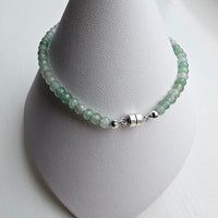 925 Sterling Silver & Green Aventurine Bracelet with Magnetic Clasp 7.5"
