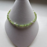 925 Sterling Silver & Peridot Gemstone Beads Bracelet with Extender Chain 7.5"