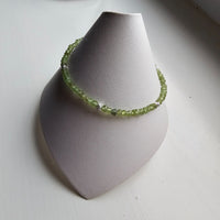 925 Sterling Silver & Peridot Gemstone Beads Bracelet with Extender Chain 7.5"