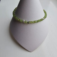 925 Sterling Silver & Peridot Gemstone Beads Bracelet with Extender Chain 7.5"