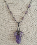 Natural Raw Amethyst Oxidized 925 Sterling Silver Necklace Artisan Handmade