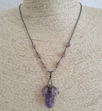 Natural Raw Amethyst Oxidized 925 Sterling Silver Necklace Artisan Handmade