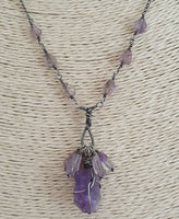 Natural Raw Amethyst Oxidized 925 Sterling Silver Necklace Artisan Handmade