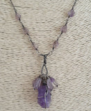 Natural Raw Amethyst Oxidized 925 Sterling Silver Necklace Artisan Handmade