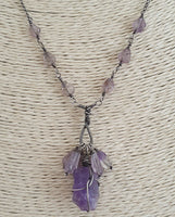 Natural Raw Amethyst Oxidized 925 Sterling Silver Necklace Artisan Handmade
