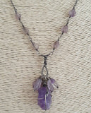 Natural Raw Amethyst Oxidized 925 Sterling Silver Necklace Artisan Handmade