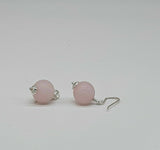 Frosted Rose Quartz Bead 925 Sterling Silver Earrings