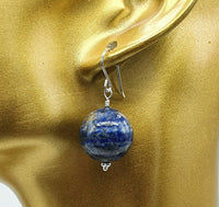Lapis Lazuli Large Beads 925 Sterling Silver Earrings