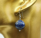 Lapis Lazuli Large Beads 925 Sterling Silver Earrings