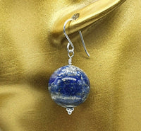 Lapis Lazuli Large Beads 925 Sterling Silver Earrings