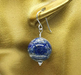 Lapis Lazuli Large Beads 925 Sterling Silver Earrings