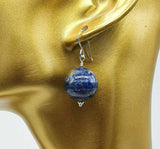 Lapis Lazuli Large Beads 925 Sterling Silver Earrings