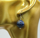 Lapis Lazuli Large Beads 925 Sterling Silver Earrings