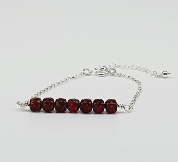 Garnet Gemstone 925 Sterling Silver Bracelet - January Birthstone