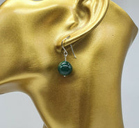 Natural Malakite Bead 925 Sterling Silver Earrings