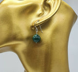 Natural Malakite Bead 925 Sterling Silver Earrings