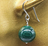 Natural Malakite Bead 925 Sterling Silver Earrings