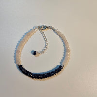 Kyanite & Rose Quartz 925 Sterling Silver Bracelet with Extender Chain 7"