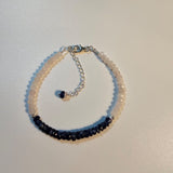 Kyanite & Rose Quartz 925 Sterling Silver Bracelet with Extender Chain 7"