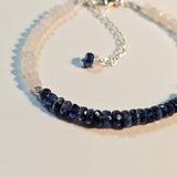 Kyanite & Rose Quartz 925 Sterling Silver Bracelet with Extender Chain 7"