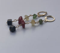 Reggae Rasta Jamaica Style Gold Plated Gemstone Long Earrings