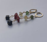 Reggae Rasta Jamaica Style Gold Plated Gemstone Long Earrings