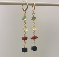Reggae Rasta Jamaica Style Gold Plated Gemstone Long Earrings