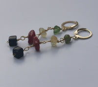 Reggae Rasta Jamaica Style Gold Plated Gemstone Long Earrings