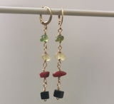 Reggae Rasta Jamaica Style Gold Plated Gemstone Long Earrings