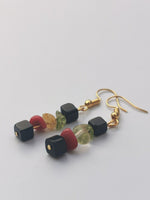 Reggae Rasta Jamaica Style Gold Plated Gemstone Earrings