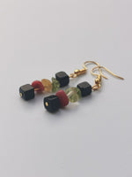 Reggae Rasta Jamaica Style Gold Plated Gemstone Earrings