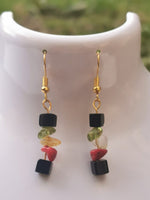 Reggae Rasta Jamaica Style Gold Plated Gemstone Earrings