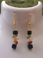 Reggae Rasta Jamaica Style Gold Plated Gemstone Earrings