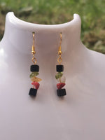 Reggae Rasta Jamaica Style Gold Plated Gemstone Earrings