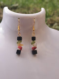 Reggae Rasta Jamaica Style Gold Plated Gemstone Earrings