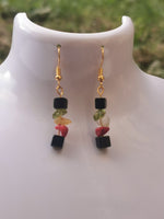 Reggae Rasta Jamaica Style Gold Plated Gemstone Earrings