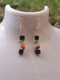 Reggae Rasta Jamaica Style Gold Plated Gemstone Earrings