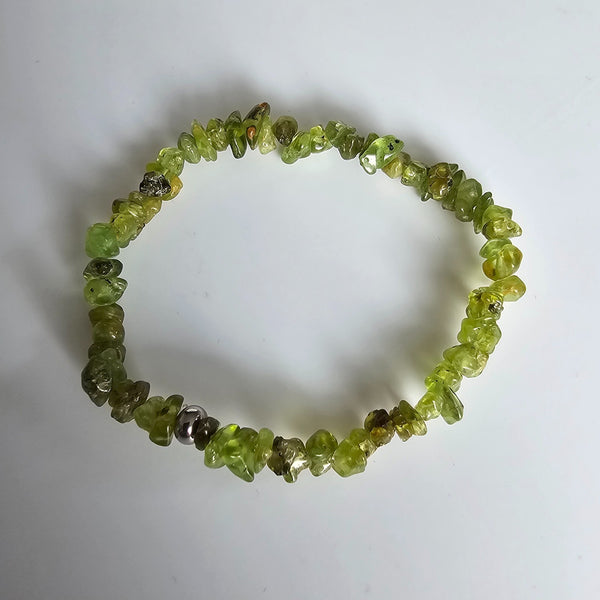 Olivine Peridote Gemstone Chips Beads Stretching Bracelet 6"