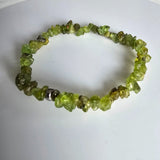 Olivine Peridote Gemstone Chips Beads Stretching Bracelet 6"