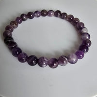 Natural Amethyst Gemstone 6mm Round Beads Stretching Bracelet 6.5"